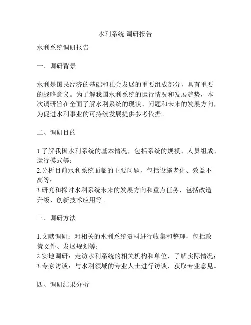 水利系统 调研报告