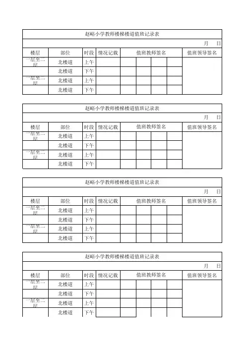教师楼梯楼道值班记录表