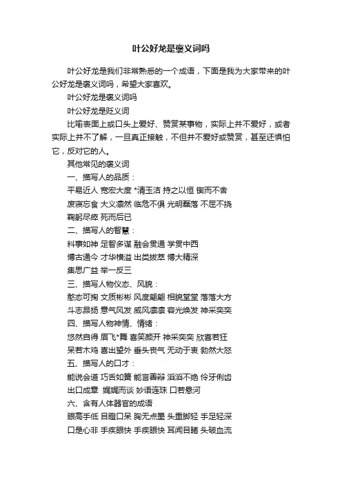 叶公好龙是褒义词吗