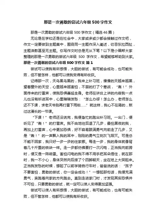那是一次勇敢的尝试六年级500字作文（精选46篇）
