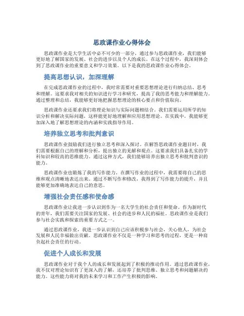 思政课作业心得体会