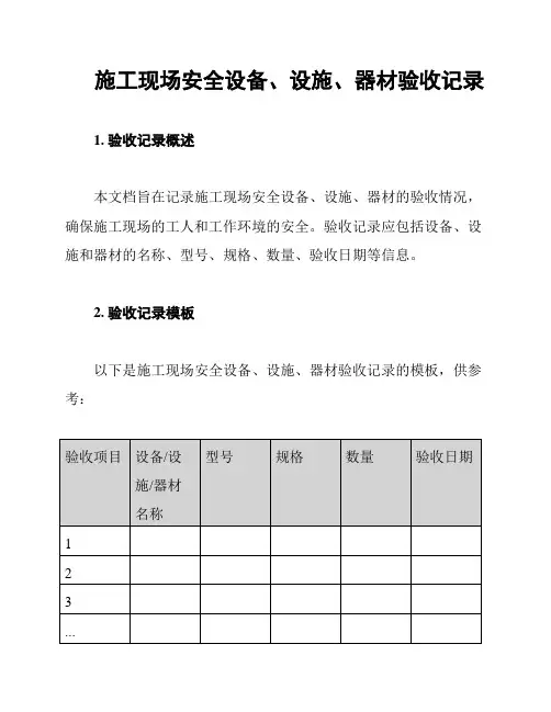 施工现场安全设备、设施、器材验收记录