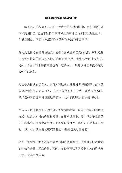 清香木的养殖方法和注意