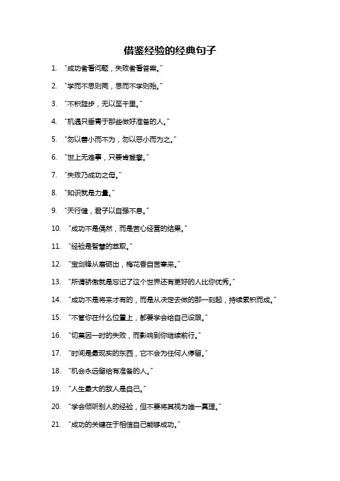 借鉴经验的经典句子