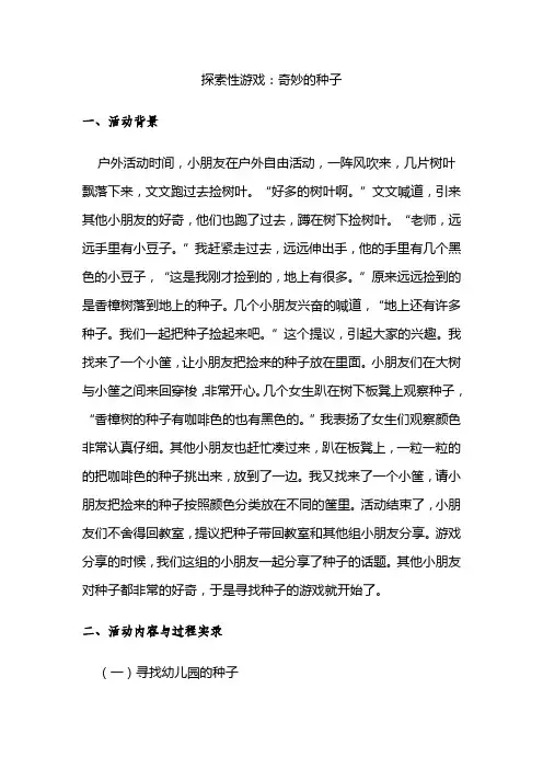 幼儿园探索性游戏《奇妙的种子》教案
