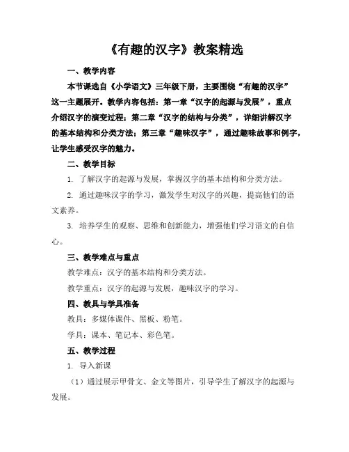 《有趣的汉字》教案精选