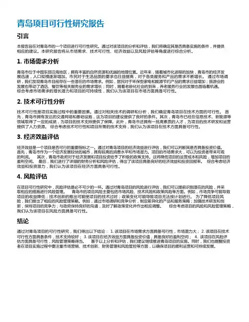 青岛项目可行性研究报告