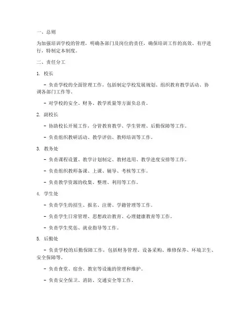培训学校责任分工制度