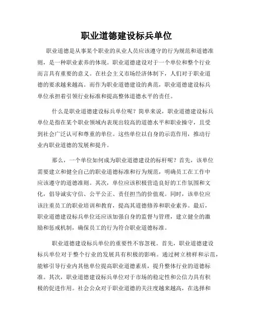 职业道德建设标兵单位