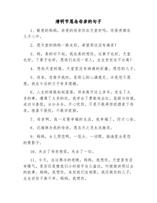 清明节恩念母亲的句子