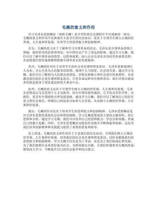 毛概的意义和作用作文高中