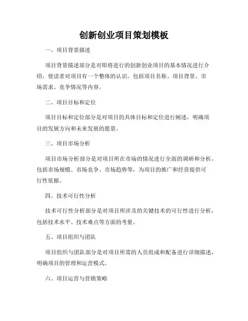 创新创业项目策划模板