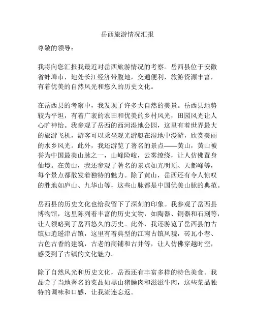 岳西旅游情况汇报