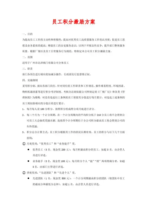员工积分激励机制