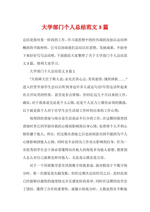 大学部门个人总结范文3篇