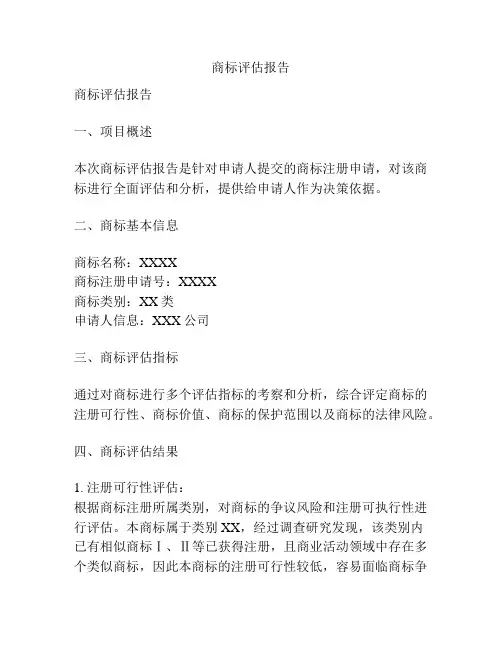 商标评估报告
