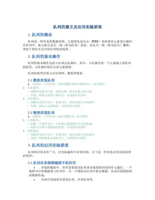 队列的建立及应用实验原理