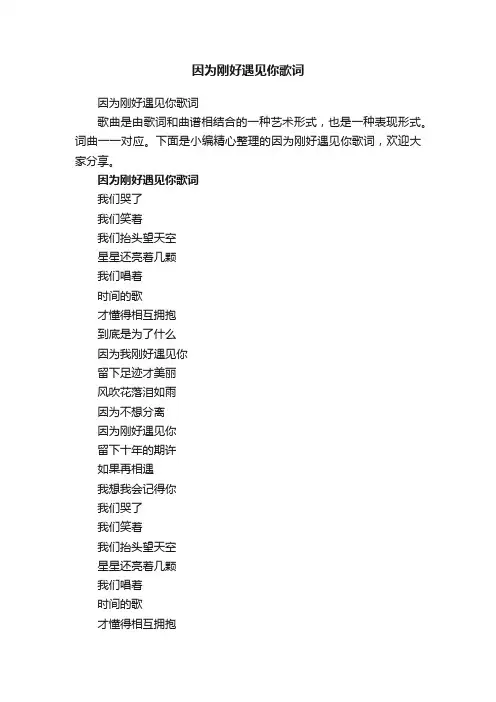 因为刚好遇见你歌词