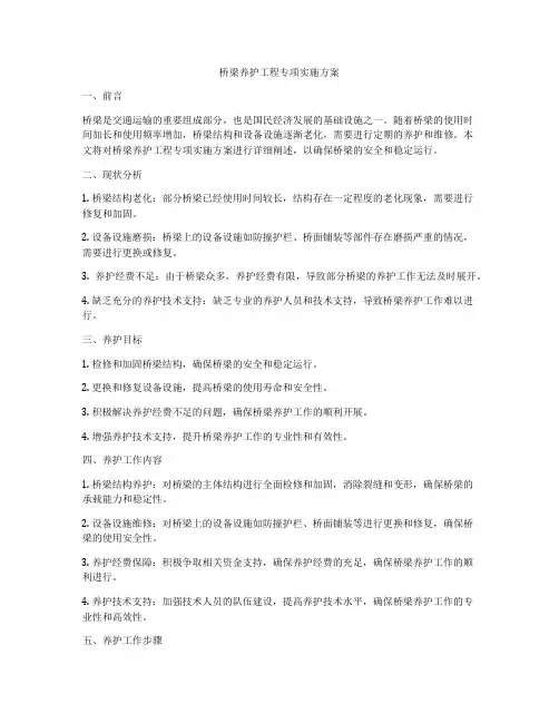 桥梁养护工程专项实施方案