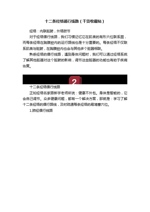十二条经络循行线路（干货收藏贴）