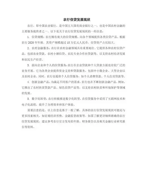 农行信贷发展现状