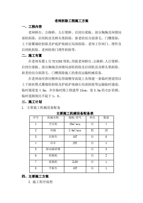 老闸拆除工程施工方案