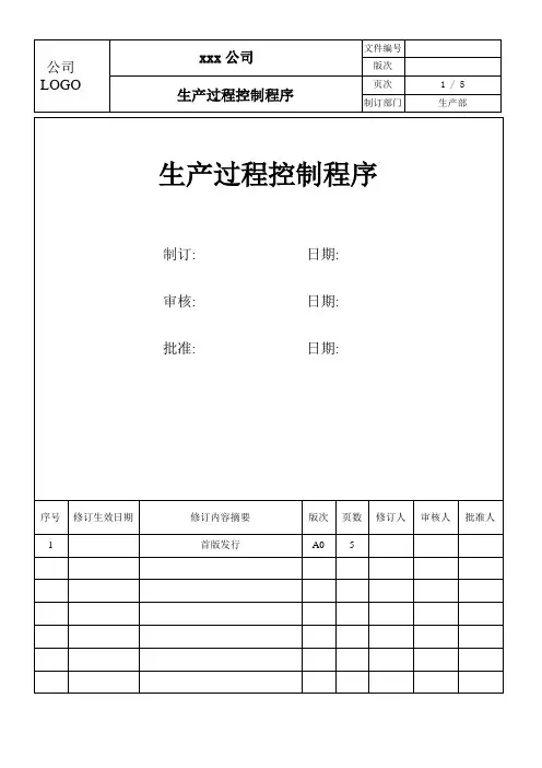 ISO9001生产过程控制程序