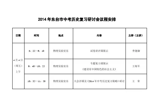 2014年东台市中考历史研讨会议程