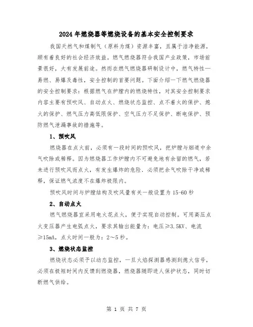 2024年燃烧器等燃烧设备的基本安全控制要求（三篇）