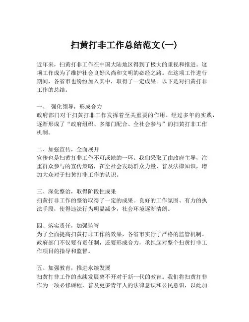 扫黄打非工作总结范文(一)
