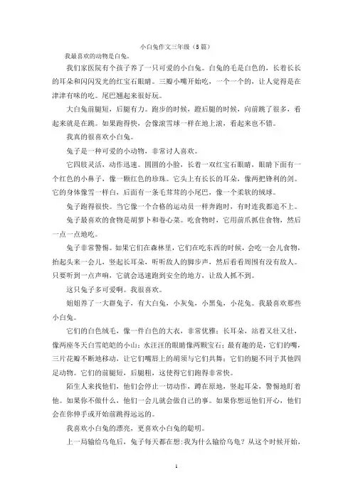 小白兔作文三年级(5篇)
