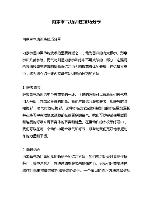 内家拳气功训练技巧分享
