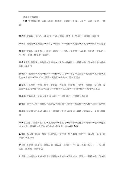 重庆公交线路图