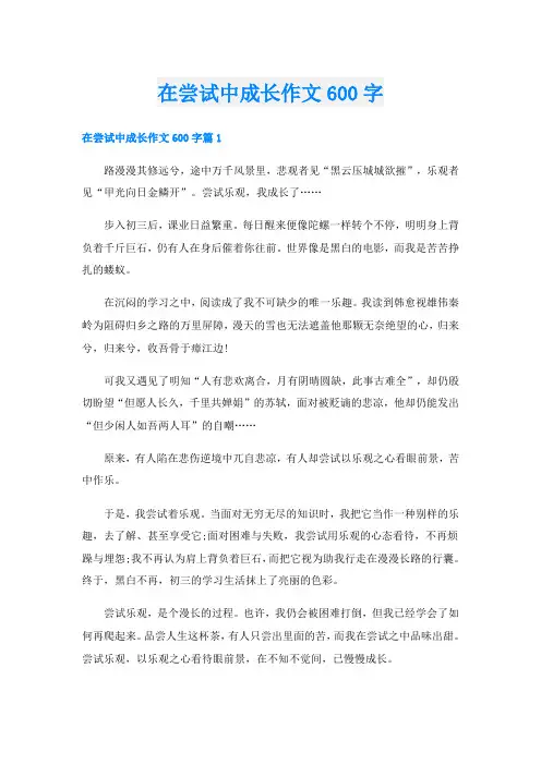在尝试中成长作文600字