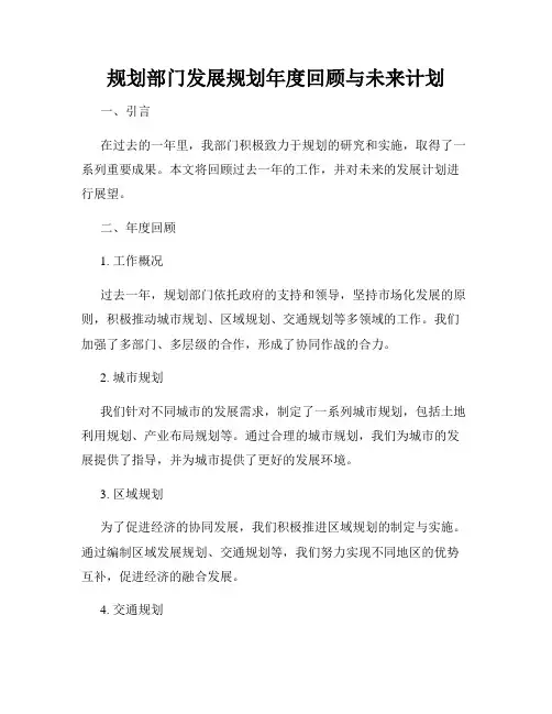 规划部门发展规划年度回顾与未来计划