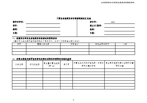 2-1了解业务流程层面内部控制汇总表