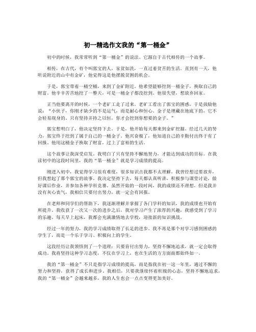 初一精选作文我的“第一桶金”