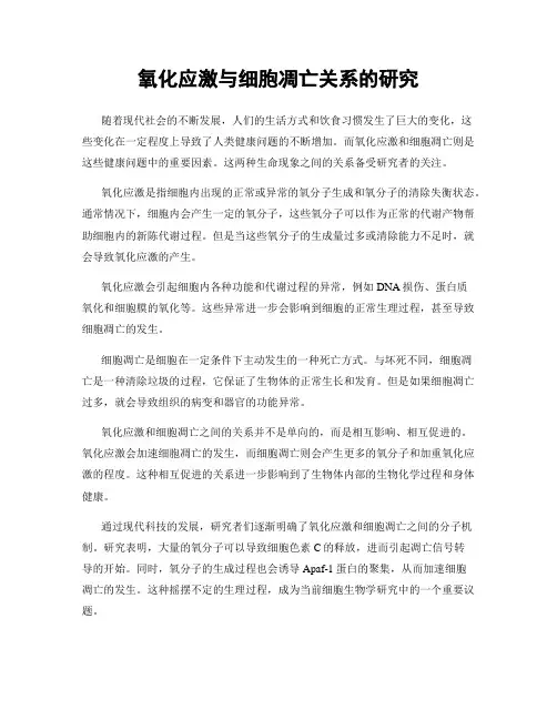 氧化应激与细胞凋亡关系的研究