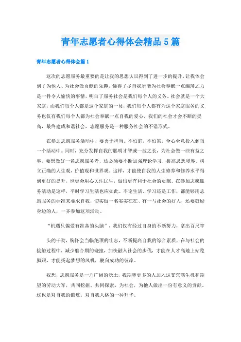 青年志愿者心得体会精品5篇