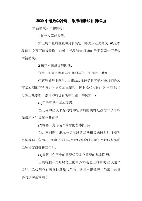 2020中考数学冲刺：常用辅助线如何添加