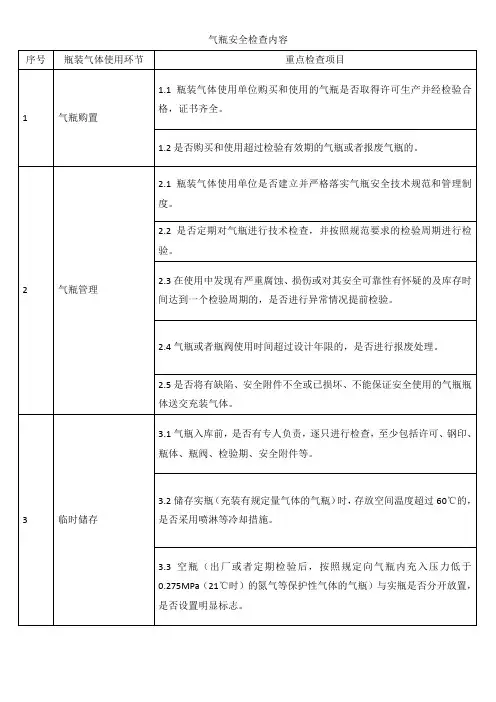 气瓶安全检查内容
