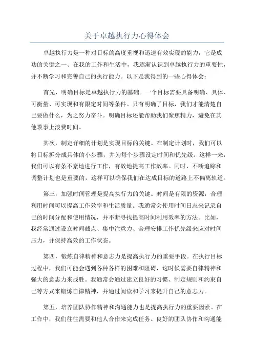 关于卓越执行力心得体会