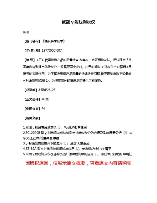 低能γ射线测灰仪