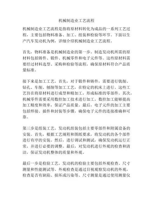 机械制造业工艺流程