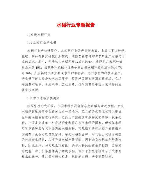 水稻行业专题报告