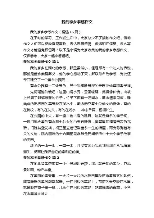 我的家乡孝感作文（精选16篇）