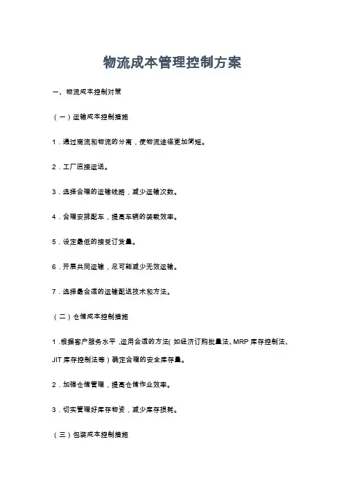 成本管理-物流成本管理控制方案