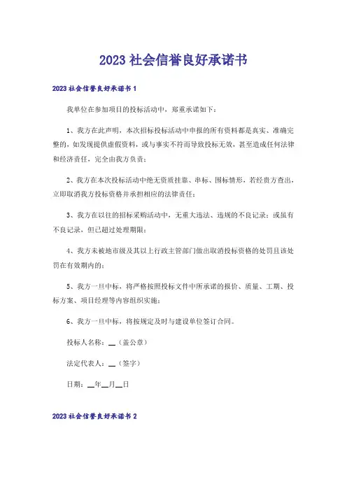 2023社会信誉良好承诺书_1