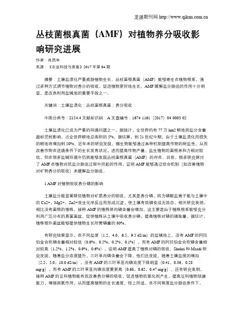 丛枝菌根真菌(AMF)对植物养分吸收影响研究进展
