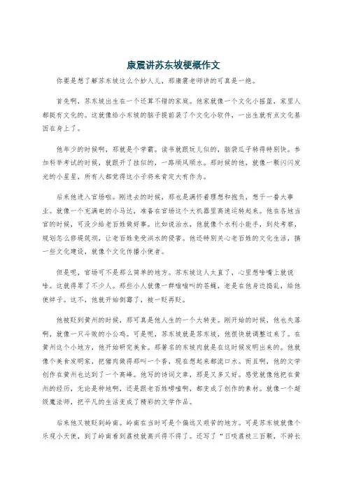 康震讲苏东坡梗概作文